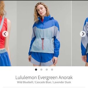 Lululemon Evergreen Anorak wild bluebell  cascade blue packable jacket size 6